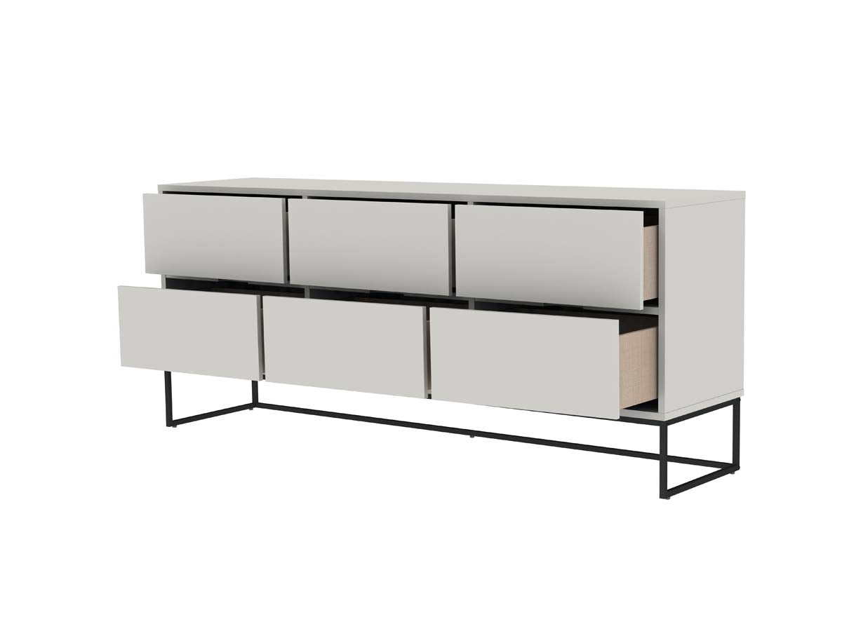 Tenzo Lipp Sideboard mit 6 Schubladen Weiß matt