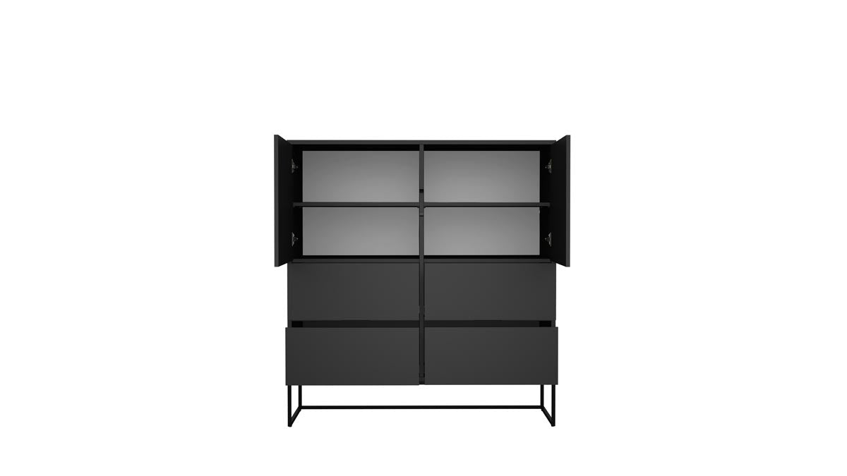 Tenzo Lipp Highboard Schwarz matt