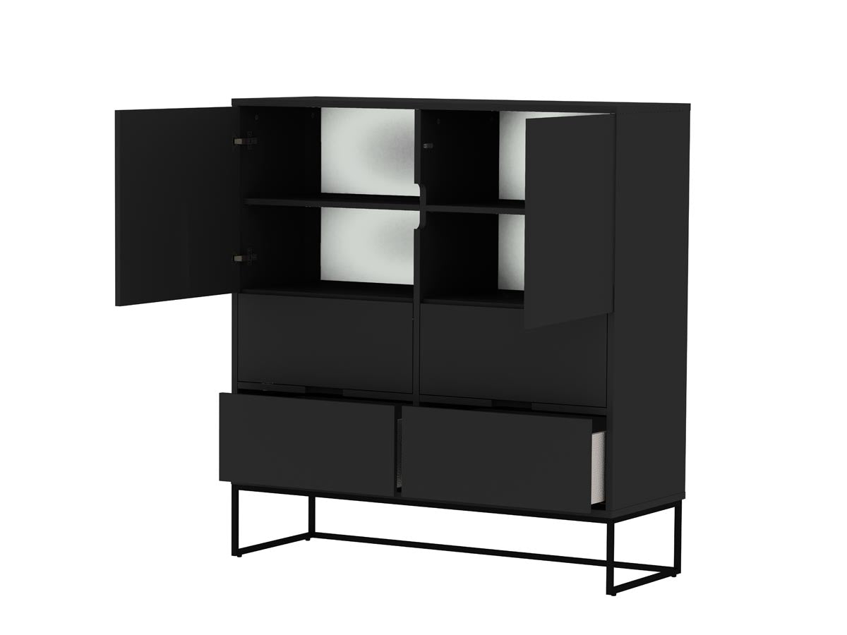 Tenzo Lipp Highboard Schwarz matt