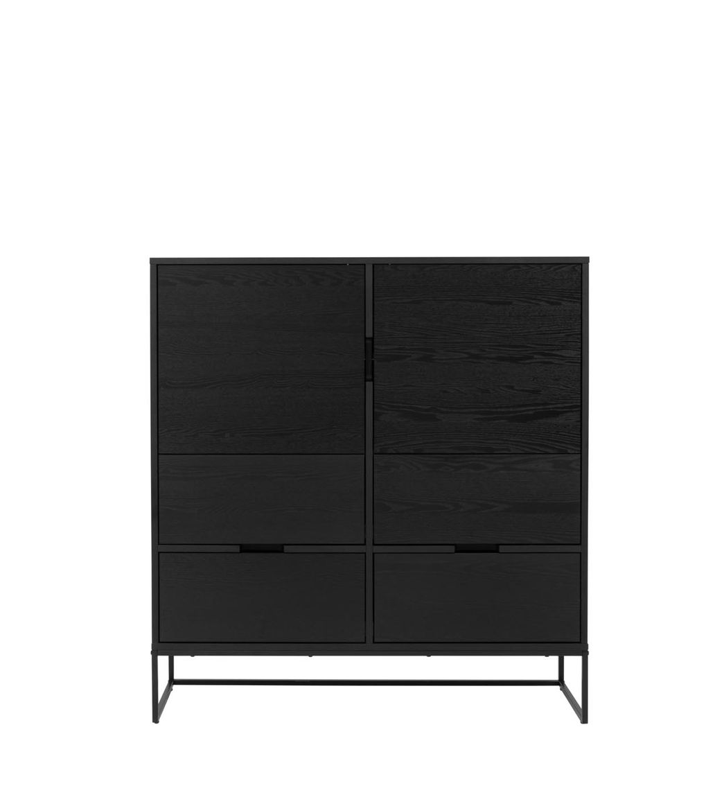 Tenzo Lipp Highboard Schwarz / Schwarz