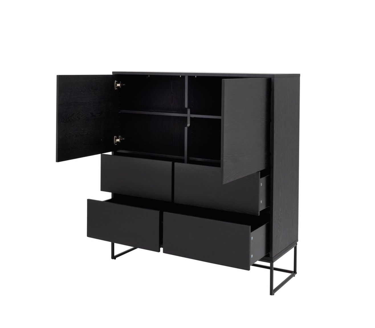 Tenzo Lipp Highboard Schwarz / Schwarz