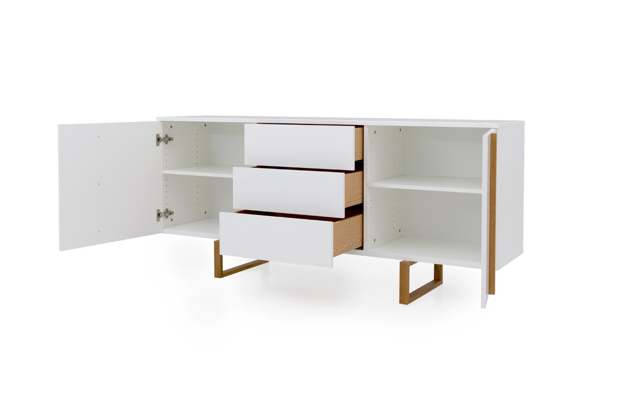 Tenzo Birka Sideboard 177 cm Weiß / Eiche