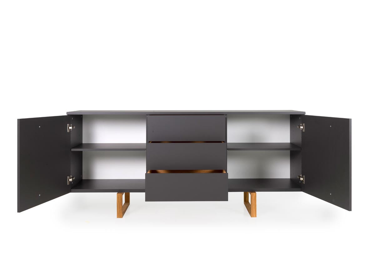 Tenzo Birka Sideboard 177 cm Anthrazit / Eiche