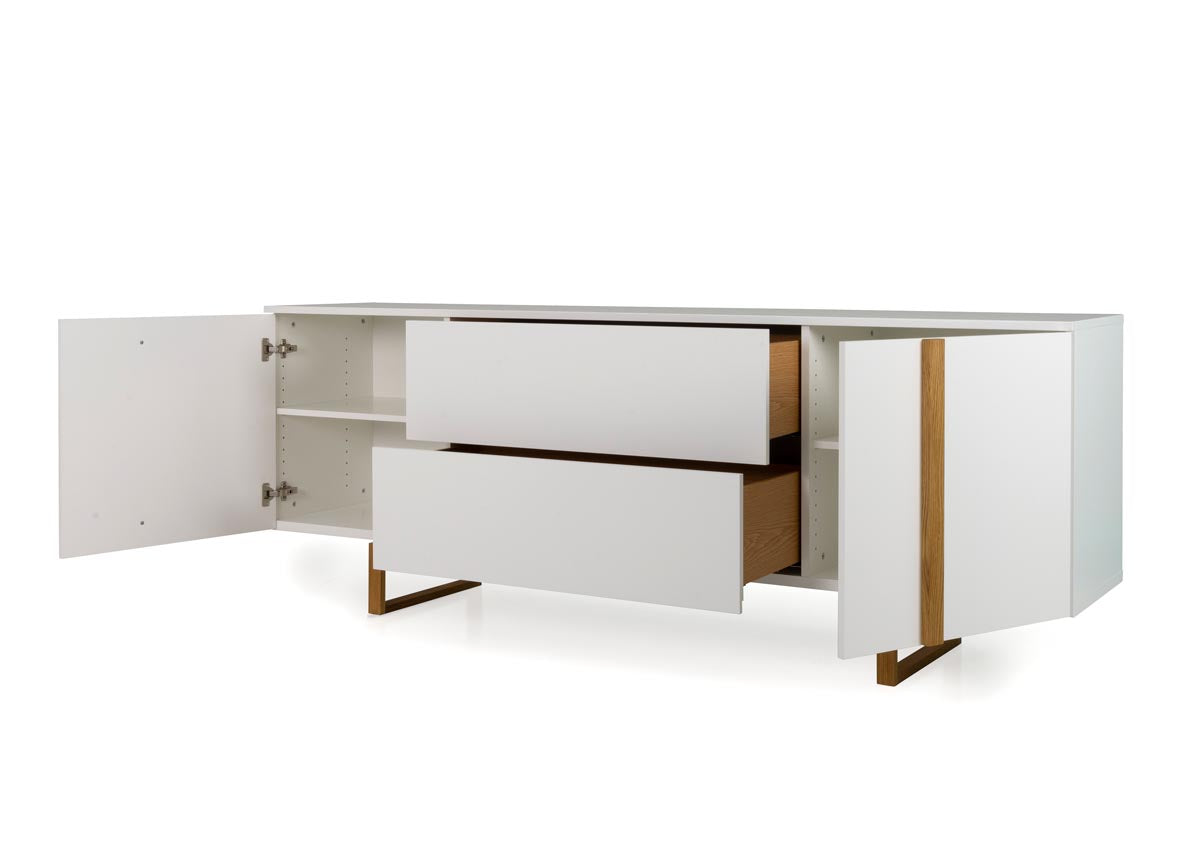 Tenzo Birka Sideboard 216 cm Weiß / Eiche