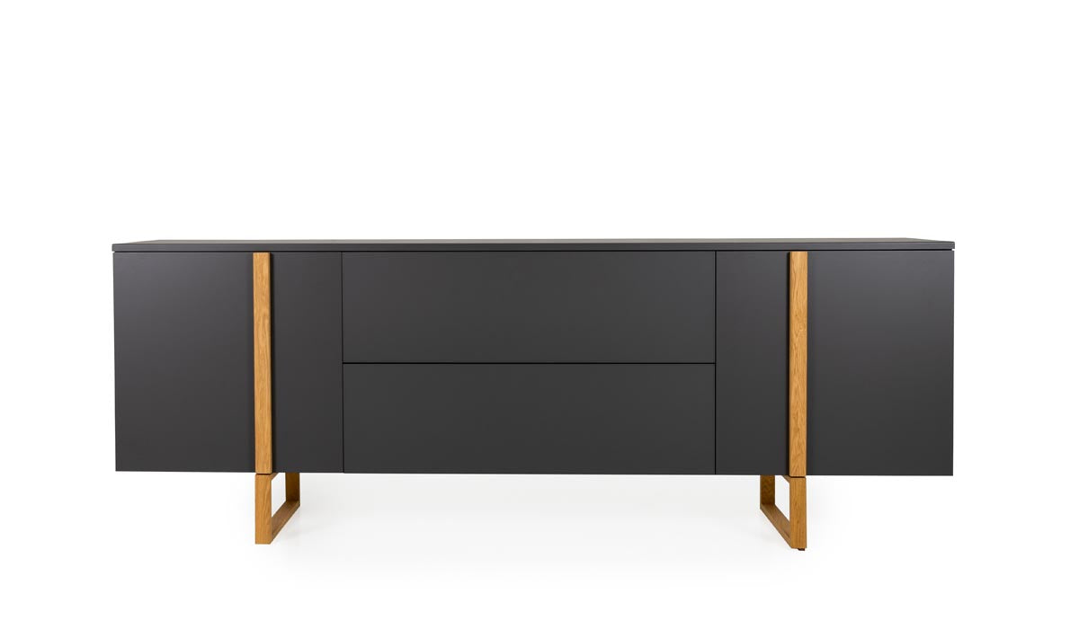 Tenzo Birka Sideboard 216 cm Anthrazit / Eiche