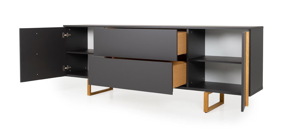 Tenzo Birka Sideboard 216 cm Anthrazit / Eiche