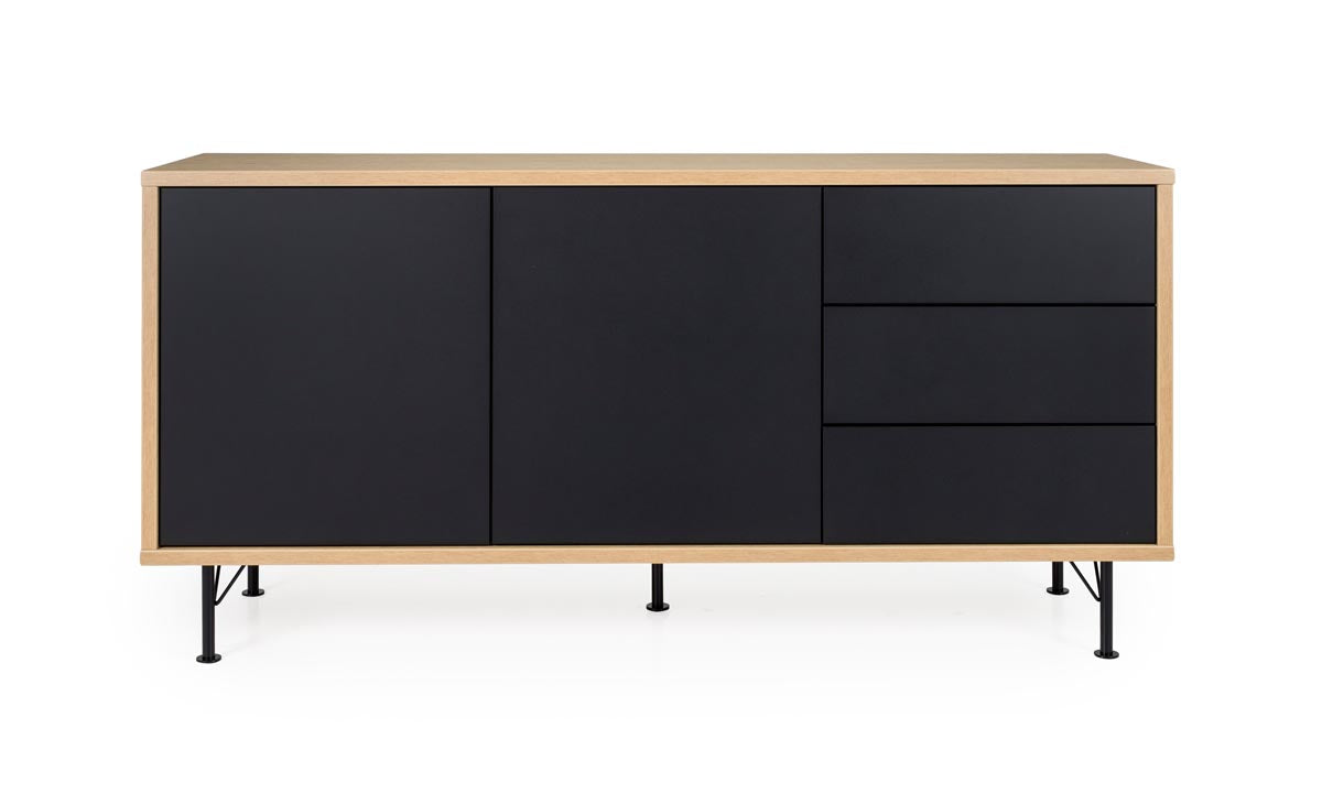 Tenzo Flow Designer Sideboard 164 cm Schwarz / Eiche