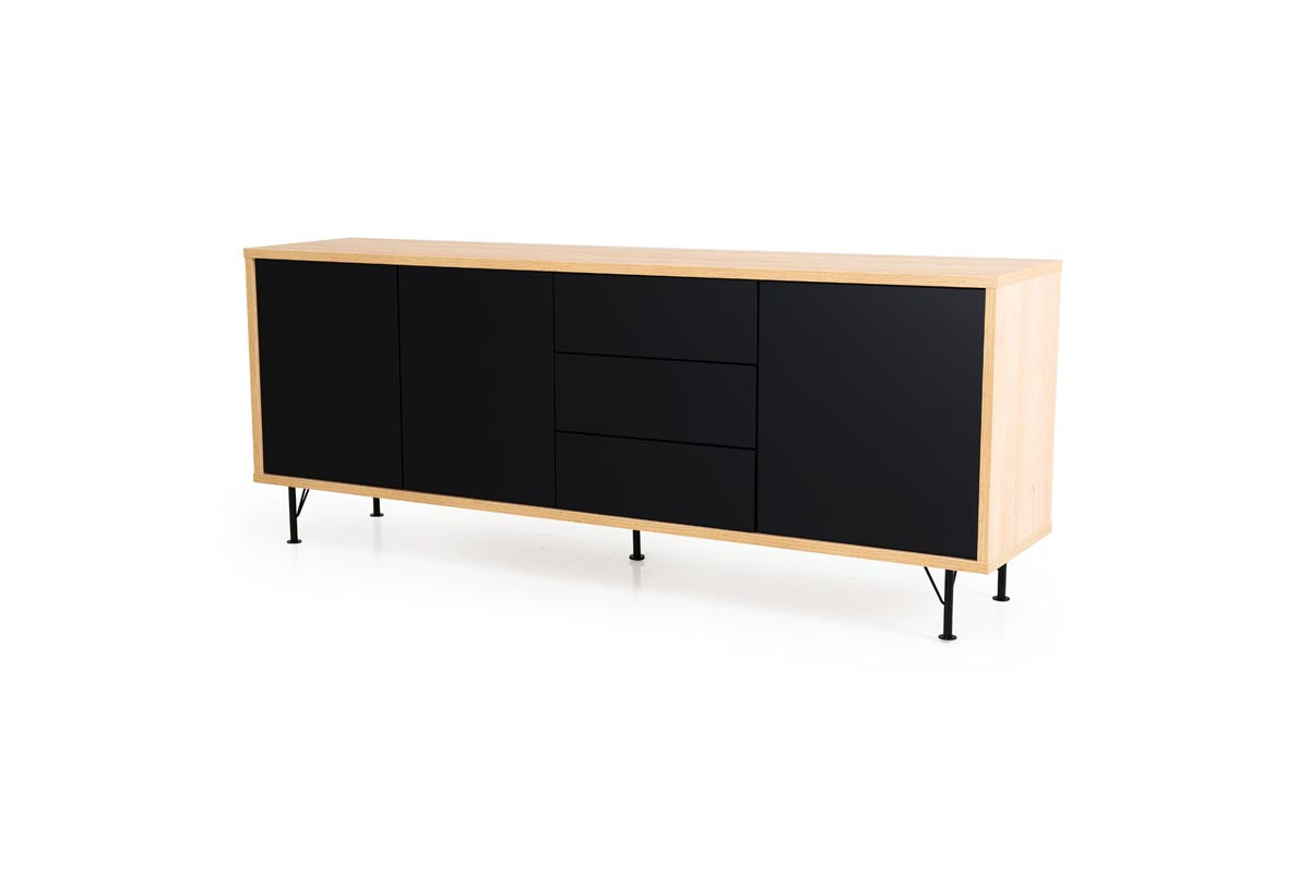 Tenzo Flow Designer Sideboard 206 cm Schwarz / Eiche