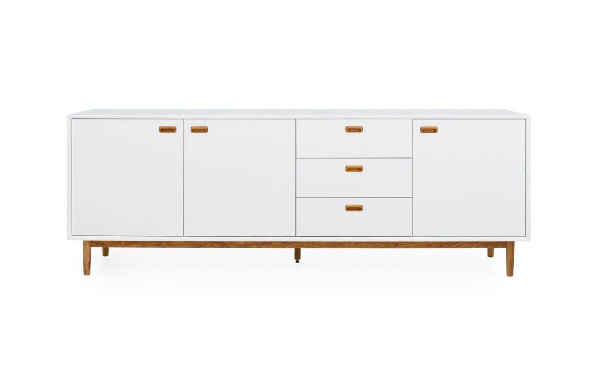 Tenzo Svea Sideboard 225 cm Weiß / Eiche