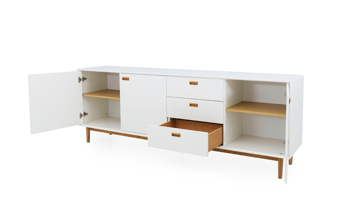 Tenzo Svea Sideboard 225 cm Weiß / Eiche