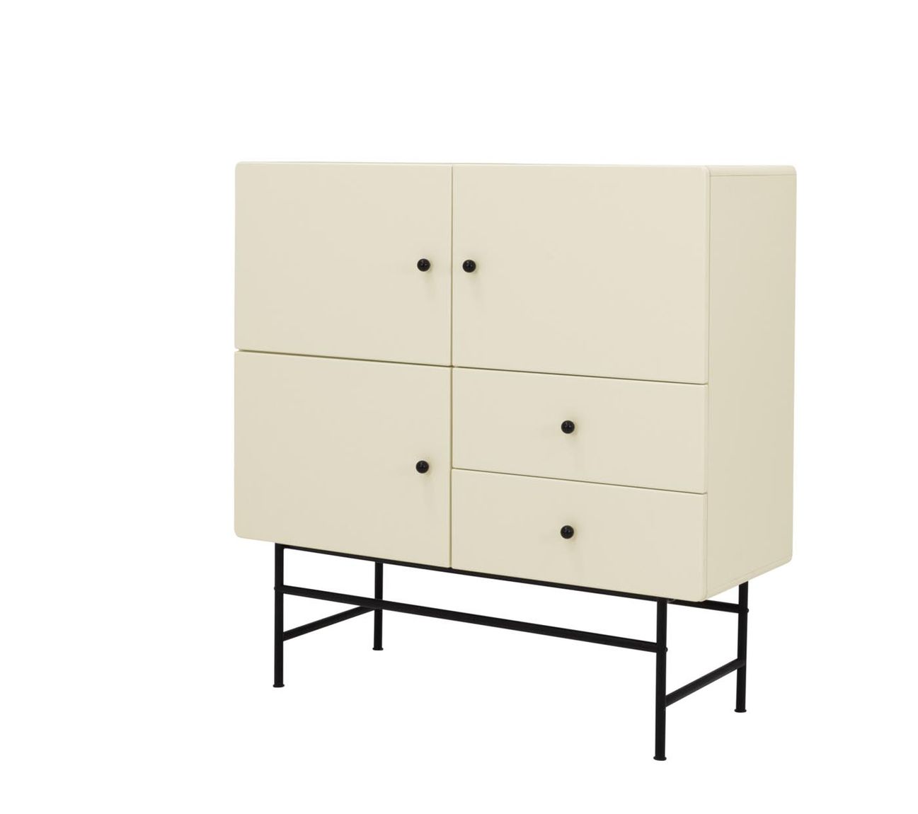 Tenzo Cocktail Highboard Creme / Schwarz