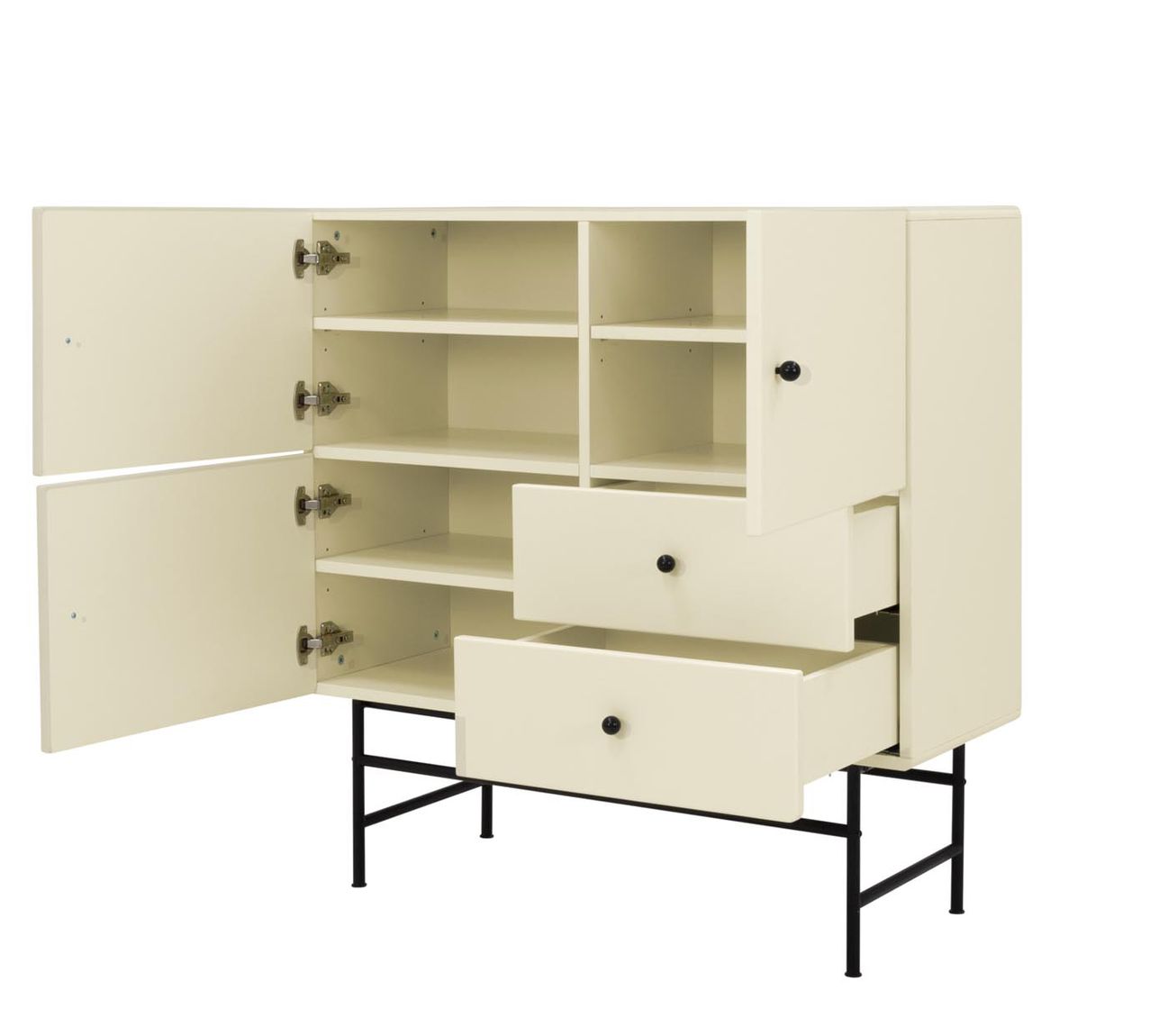 Tenzo Cocktail Highboard Creme / Schwarz