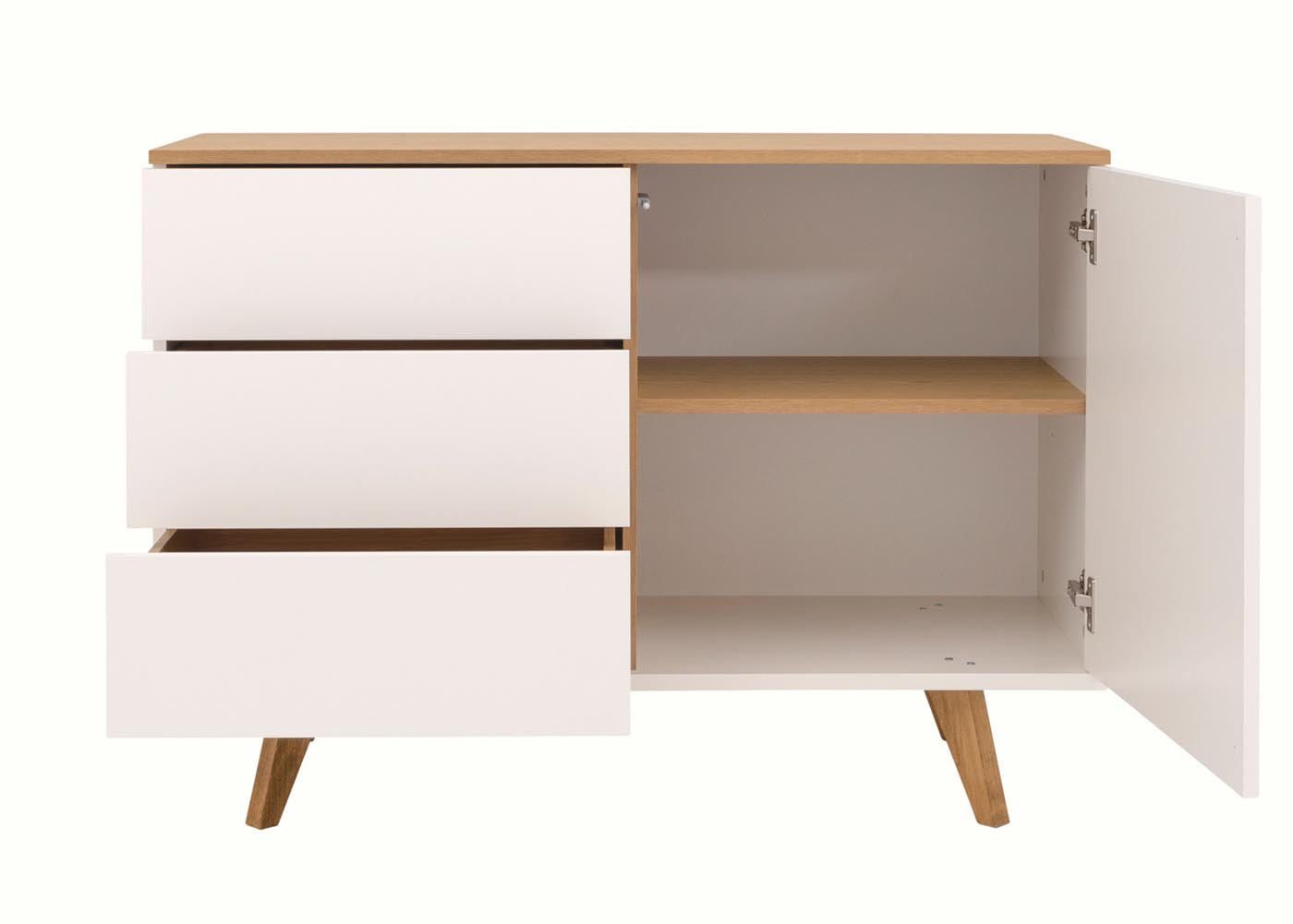 Tenzo Amelia Sideboard 107 cm Weiß / Eiche