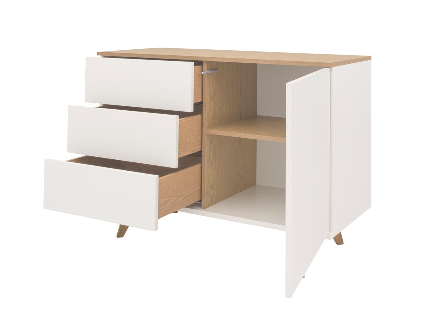 Tenzo Amelia Sideboard 107 cm Weiß / Eiche