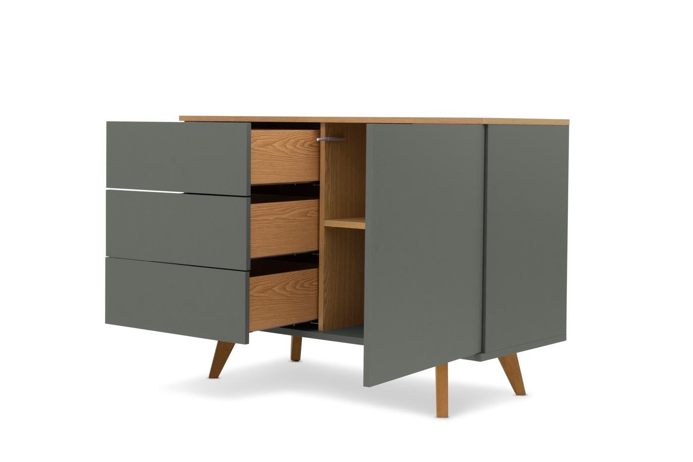 Tenzo Amelia Sideboard 107 cm Grün / Eiche