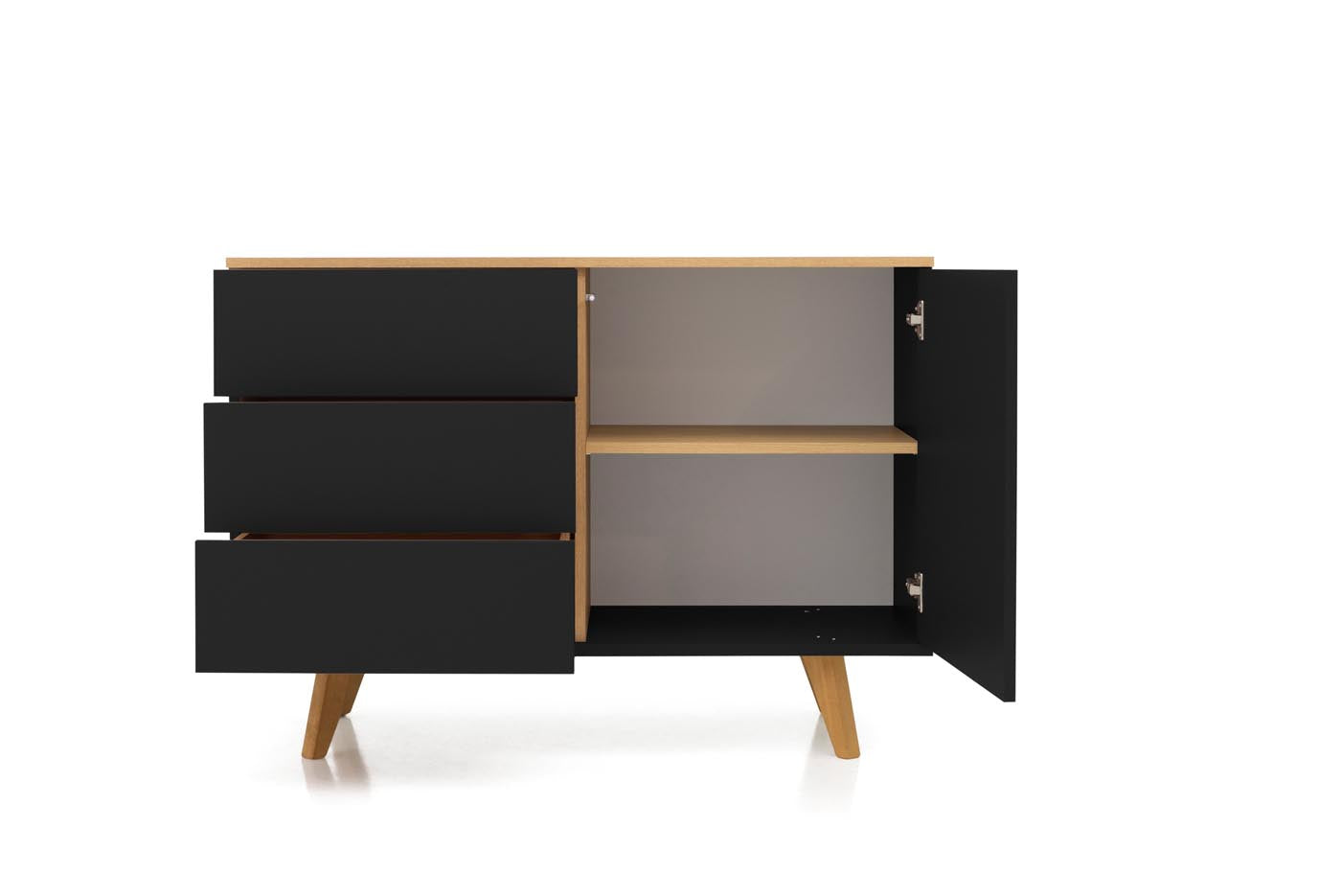 Tenzo Amelia Sideboard 107 cm Schwarz / Eiche