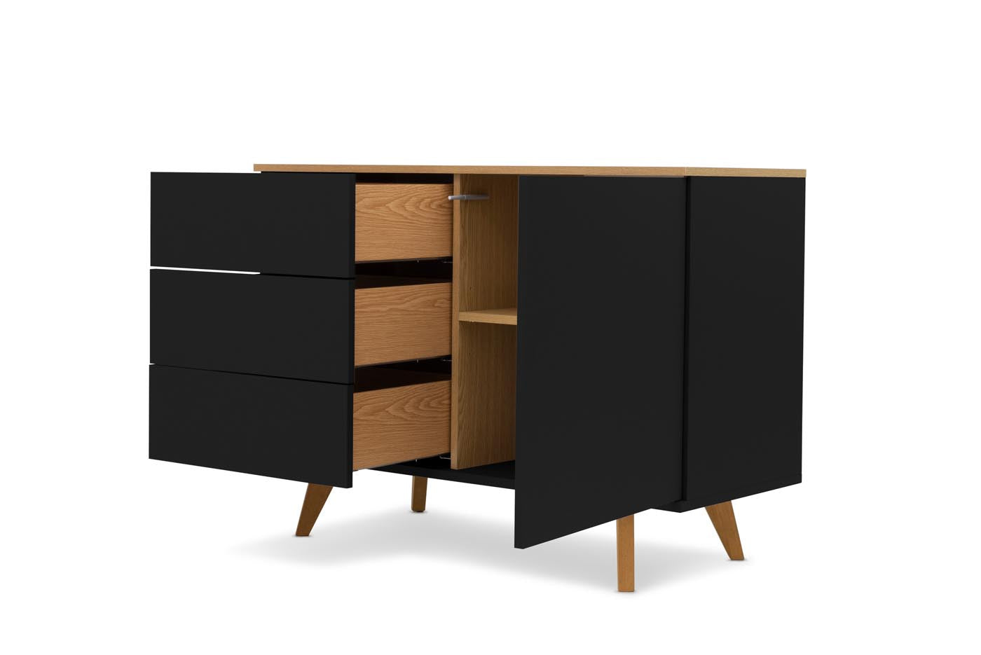 Tenzo Amelia Sideboard 107 cm Schwarz / Eiche