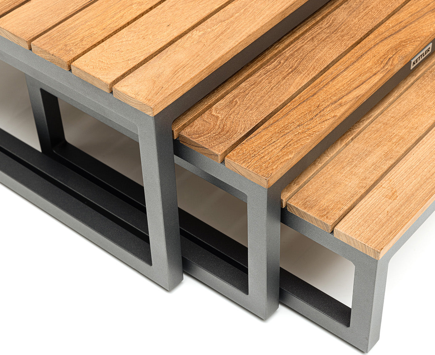 Kettler Ocean Skid Platform Lounge Tisch 3-Set, Teakholz