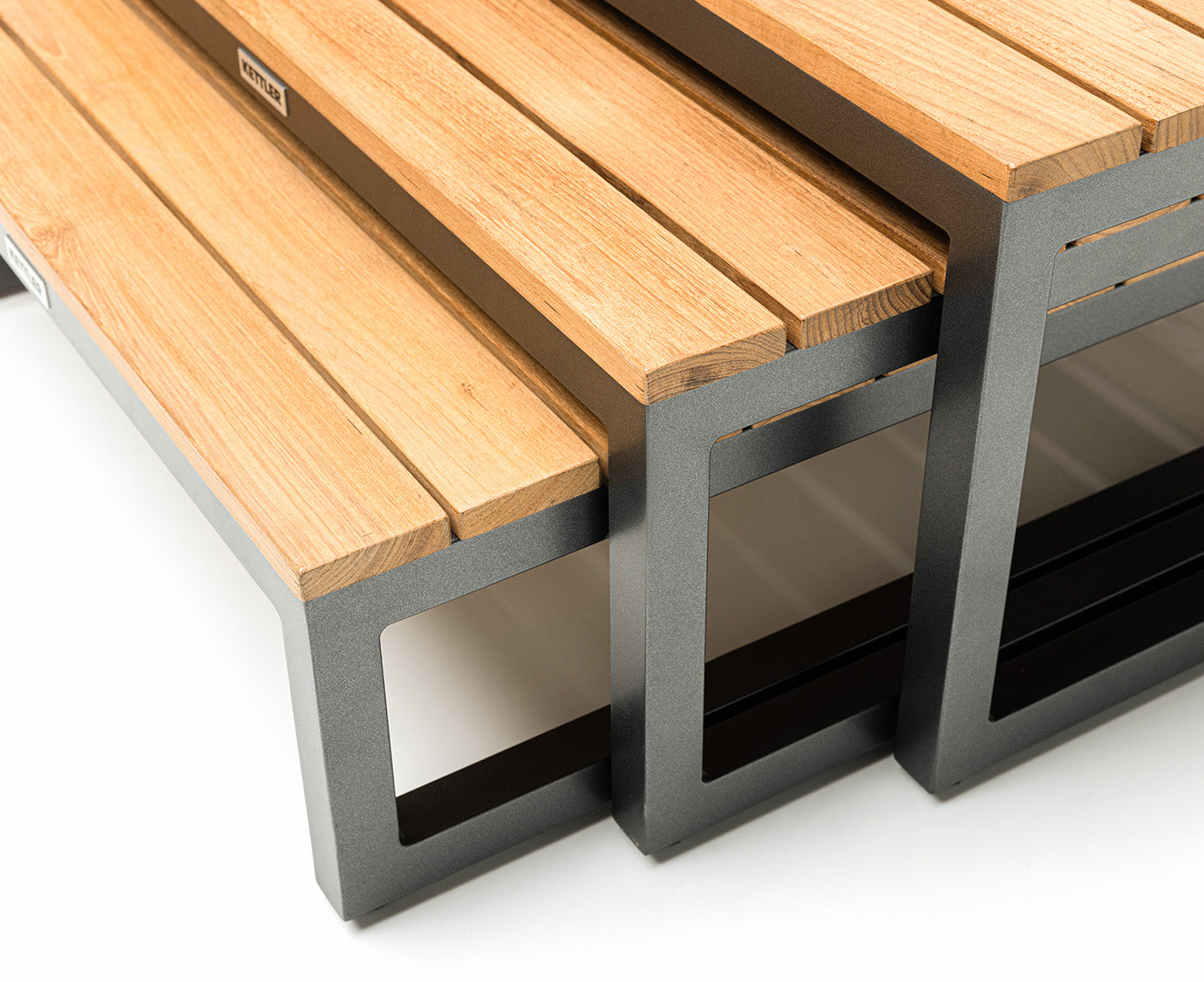 Kettler Ocean Skid Platform Lounge Tisch 3-Set, Teakholz