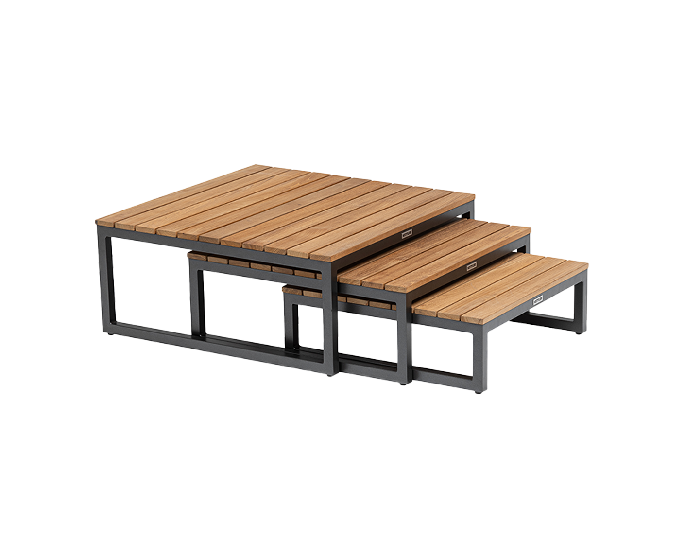 Kettler Ocean Skid Platform Lounge Tisch 3-Set, Teakholz