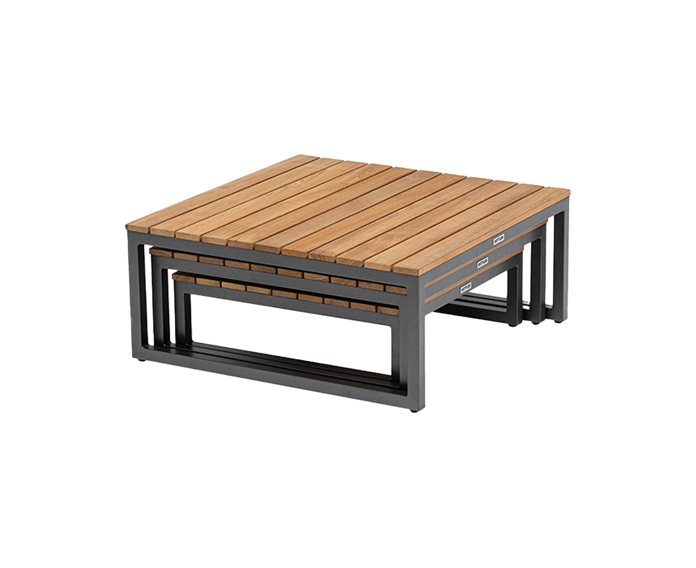 Kettler Ocean Skid Platform Lounge Tisch 3-Set, Teakholz