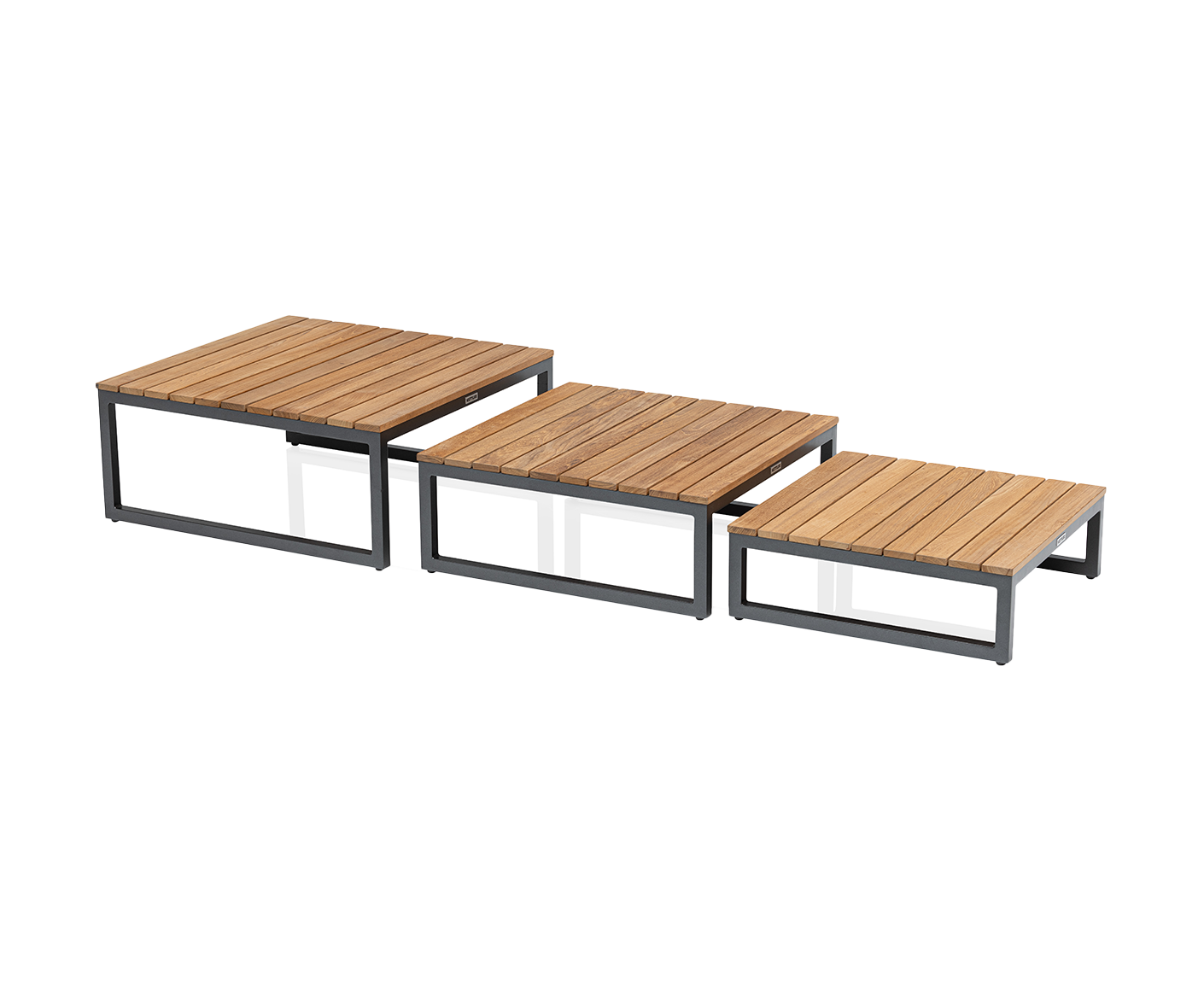 Kettler Ocean Skid Platform Lounge Tisch 3-Set, Teakholz