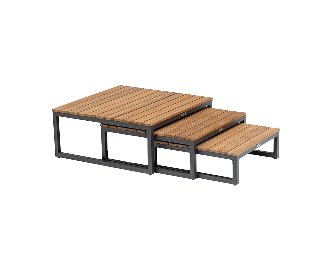 Kettler Ocean Skid Platform Lounge Tisch 3-Set, Teakholz