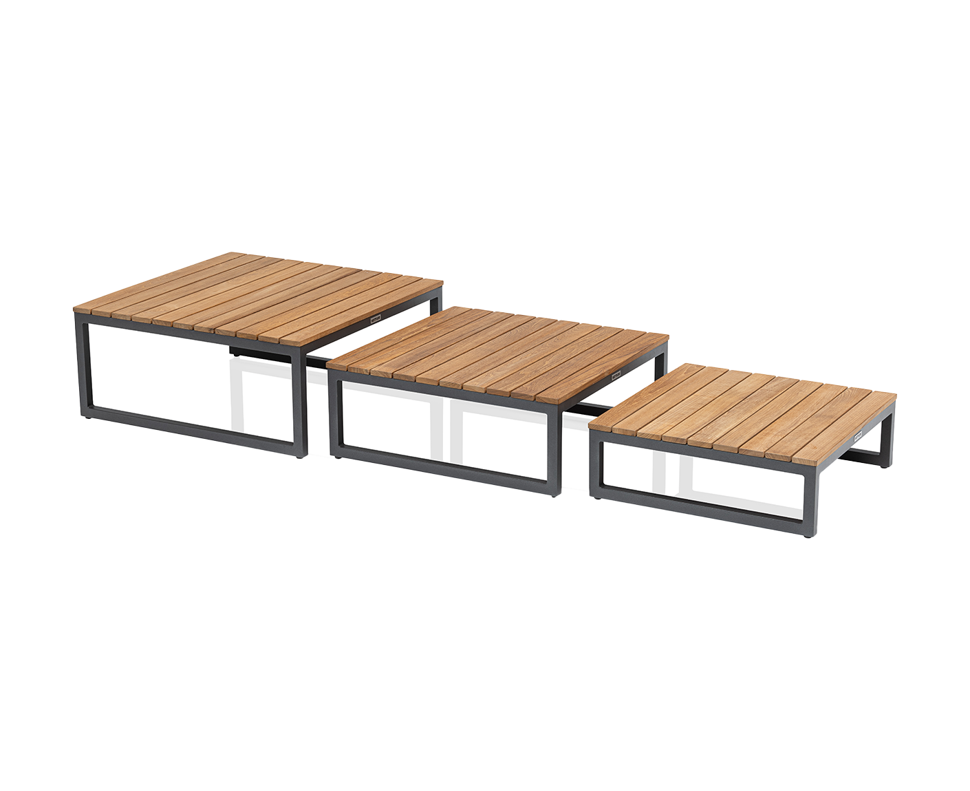 Kettler Ocean Skid Platform Lounge Tisch 3-Set, Teakholz