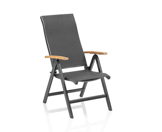 Sleek Multipositionssessel Anthrazit / Teak