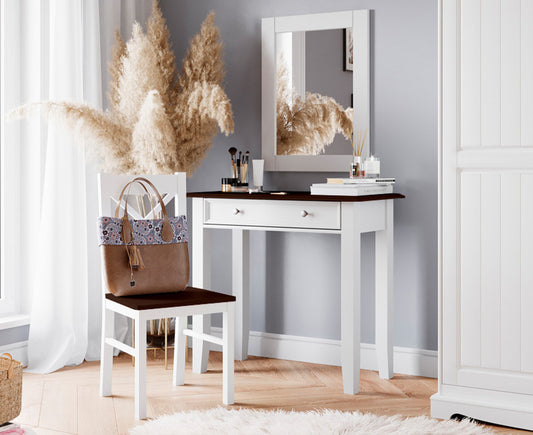 Belluno Elegante Schminktisch mit Schublade Massivholz