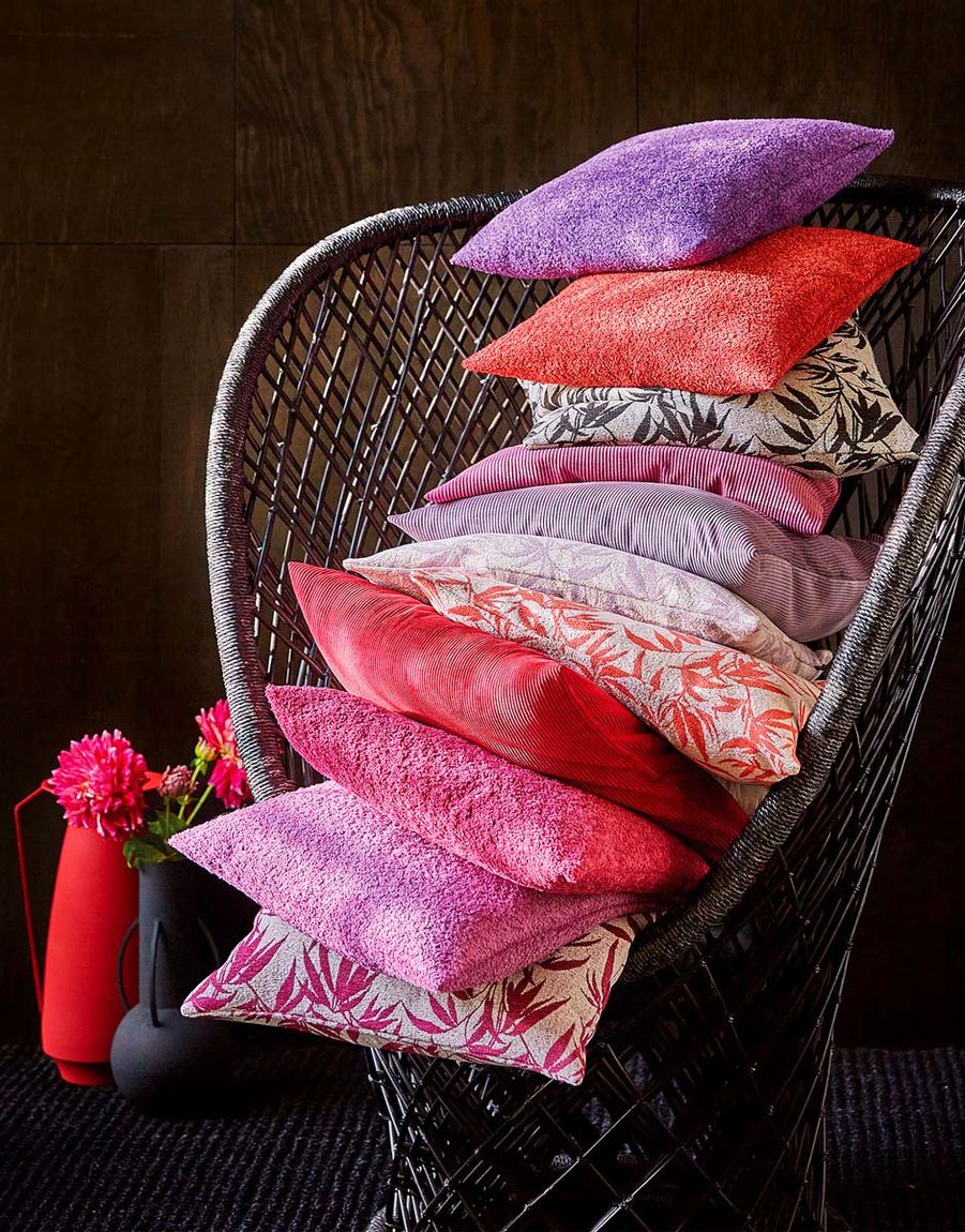 Faro Kissenbezug, Kleinmuster mit Chenille, Pink