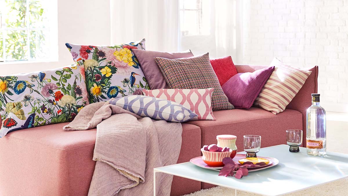 Agra Kissenbezug, Samt bedruckt, Florales Muster Bunt