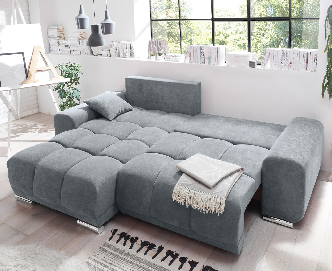 Paco Ecksofa 264x186 cm, mit Schlaffunktion & Bettkasten - Voelpe