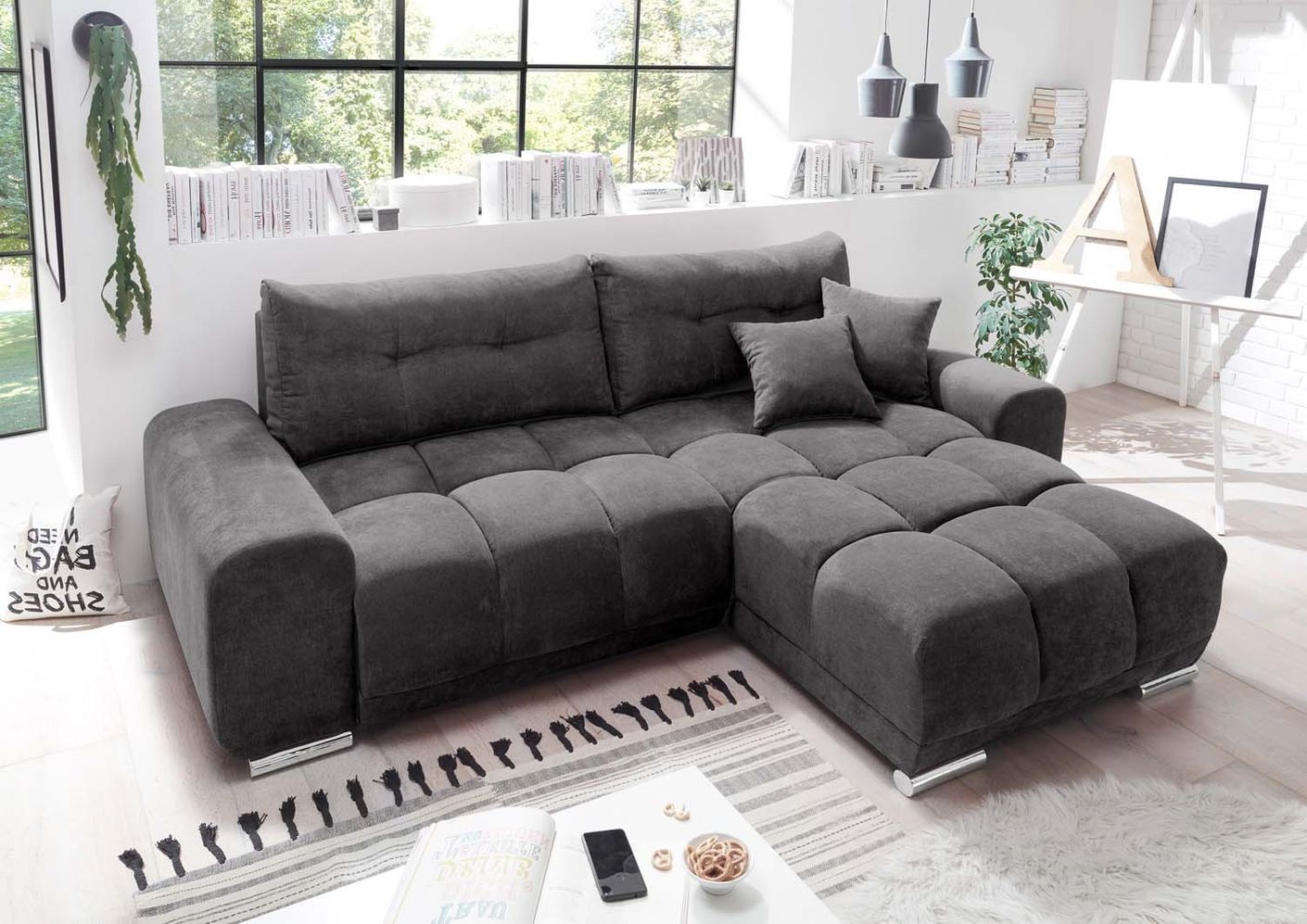 Paco Ecksofa 264x186 cm Anthrazit
