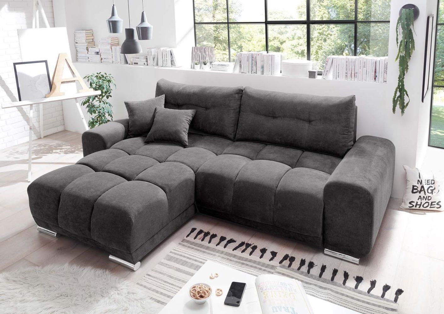 Paco Ecksofa 264x186 cm Anthrazit