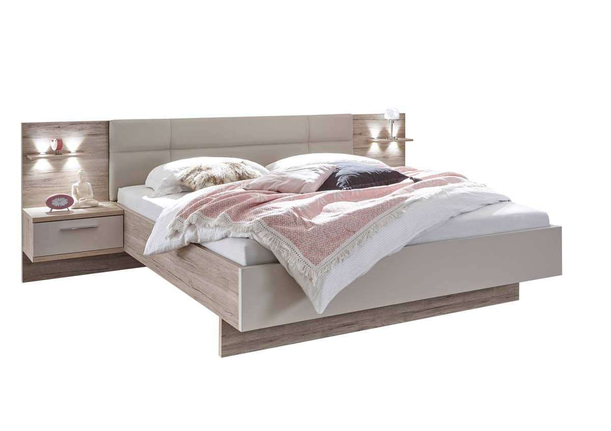 Paris-ONE Bett  Eiche San Remo/Champagner - Voelpe