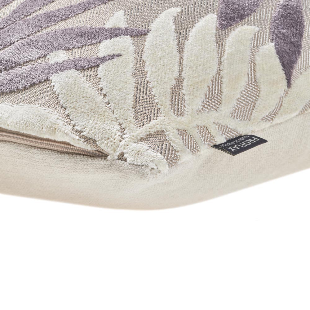 Adenau Kissenbezug, gewebter Jacquard mit Chenille Blattmotiv, Viola (Lila)