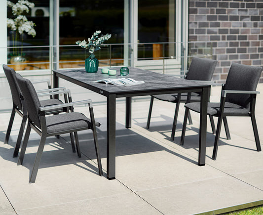 Kettler Rasmus Gartenmöbelset 5-teilig Anthrazit / Sunbrella 160x95 cm
