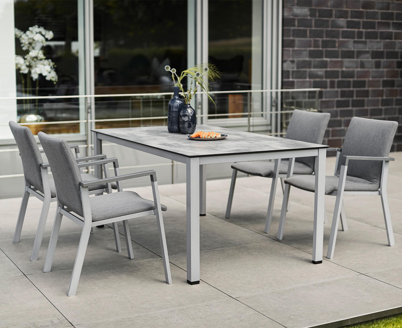 Kettler Rasmus Gartenmöbelset 5-teilig Silber / Sunbrella