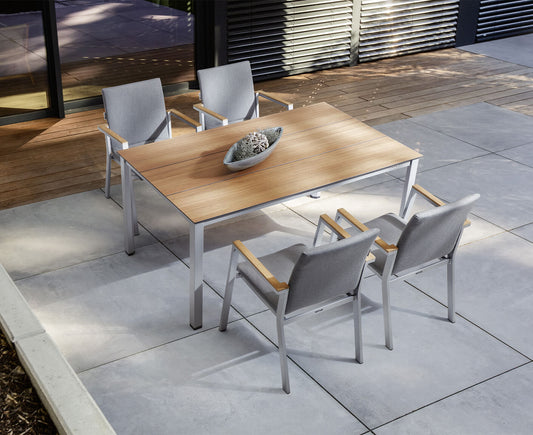 Kettler Rasmus Gartenmöbelset 5-teilig Silber / Grau / Teak 160x95 cm