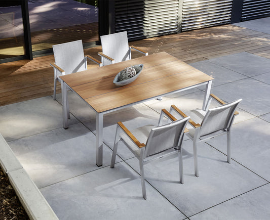 Kettler Rasmus Gartenmöbelset 5-teilig Silber / Grau / Teak 160x95 cm