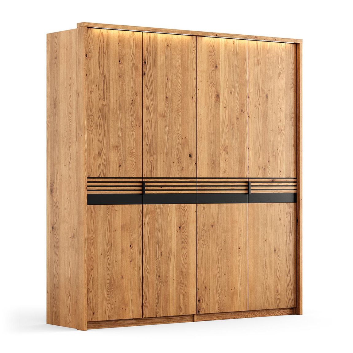 Ravello Kleiderschrank Drehtürenschrank 4-türig 206 cm Massivholz Eiche, geölt