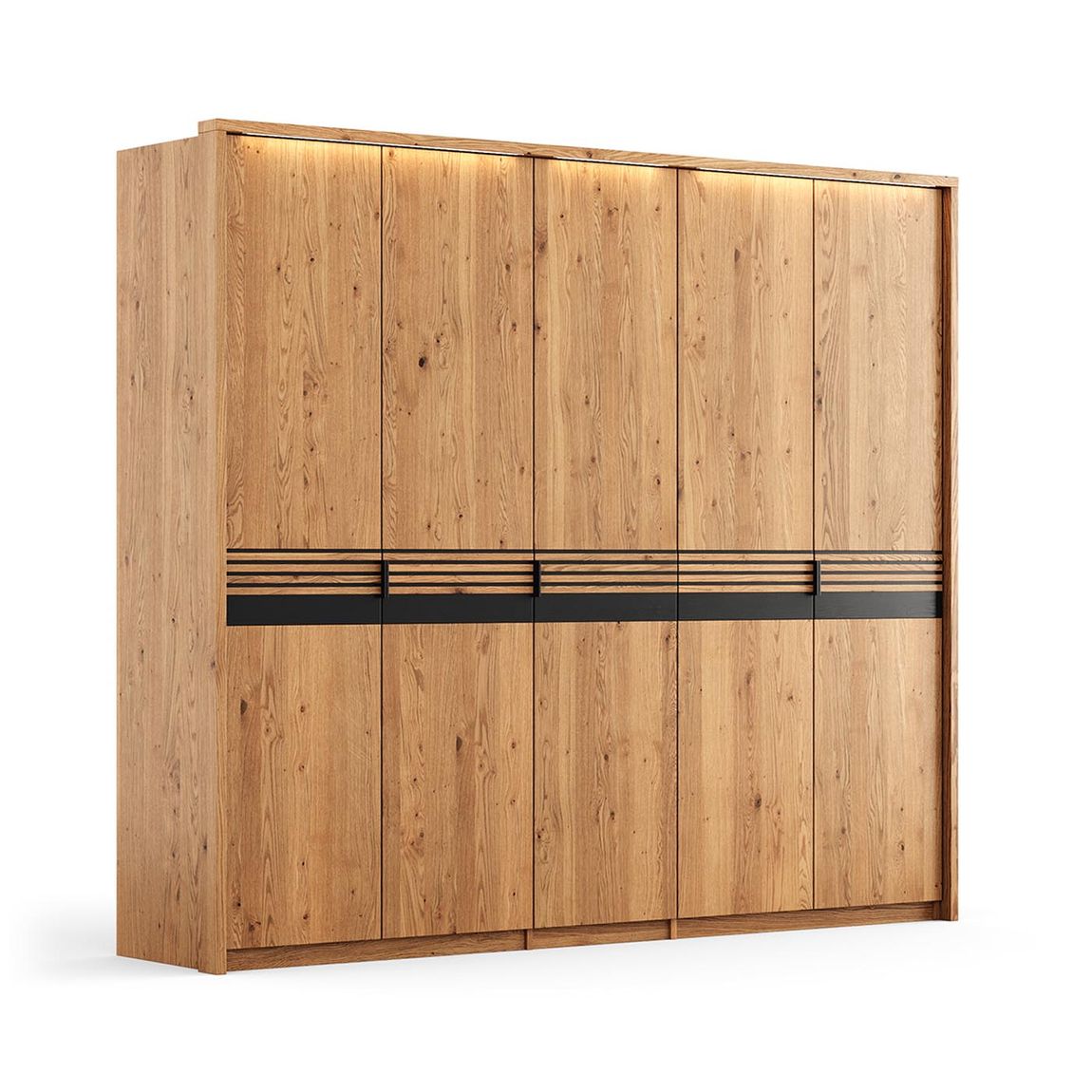 Ravello Kleiderschrank Drehtürenschrank 5-türig 256 cm Massivholz Eiche, geölt