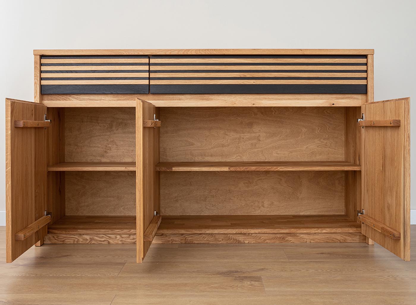 Ravello Sideboard Montiert Massivholz Eiche, Schwarz