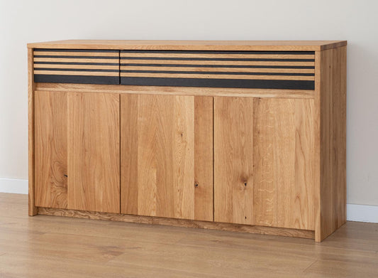 Ravello Sideboard Montiert Massivholz Eiche, Schwarz