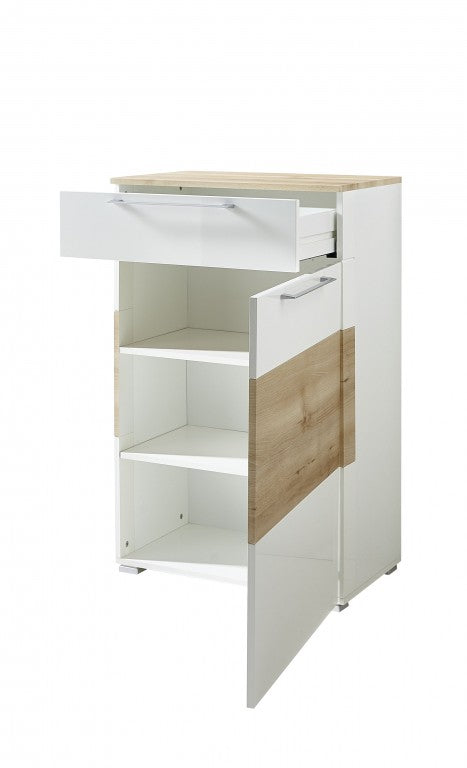 RENO Schuhschrank Garderobenschrank Schuhregal Garderobe Weiß/Buche - Voelpe