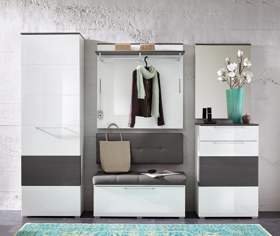 RENO Garderobenpaneel Paneel Wandgarderobe Wandpaneel Weiß/Grau