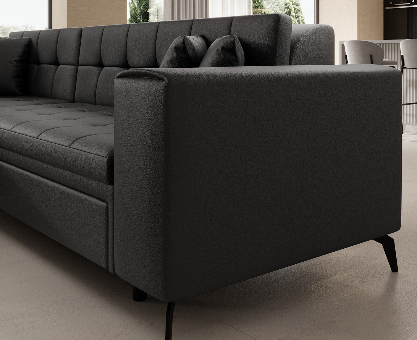 Solange Ecksofa 292 x 196 cm Beige (Kunstleder)