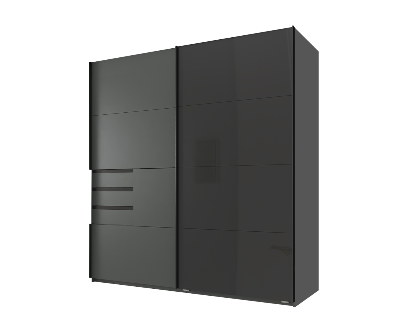 Schwerin Kleiderschrank Schwebetürenschrank 2-Türig Graphit / Glas