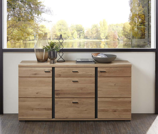 SONOS Sideboard Artisan Eiche massiv, Absetzung schwarz matt - Voelpe